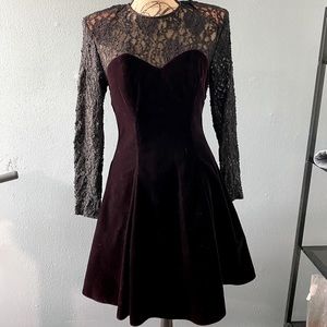Vintage Zum Zum Black Velvet and Lace Dress